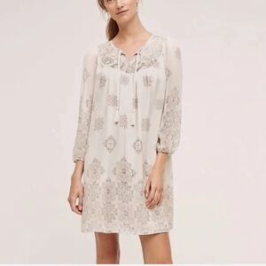 Anthropologie One September Embroidered Peasant Dress